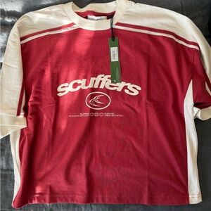 Scuffers Red and White T-Shirt - Unisex - Small